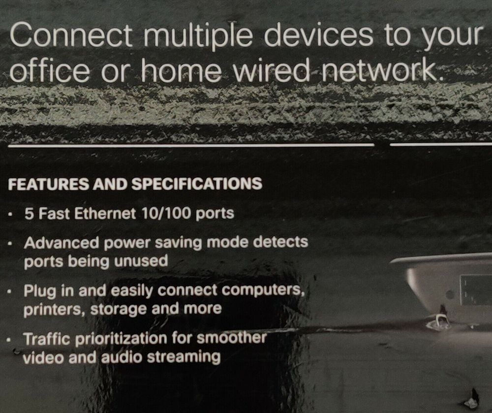 Cisco Linksys 5-port Switch Fast Ethernet SE1500 + Power Adapter