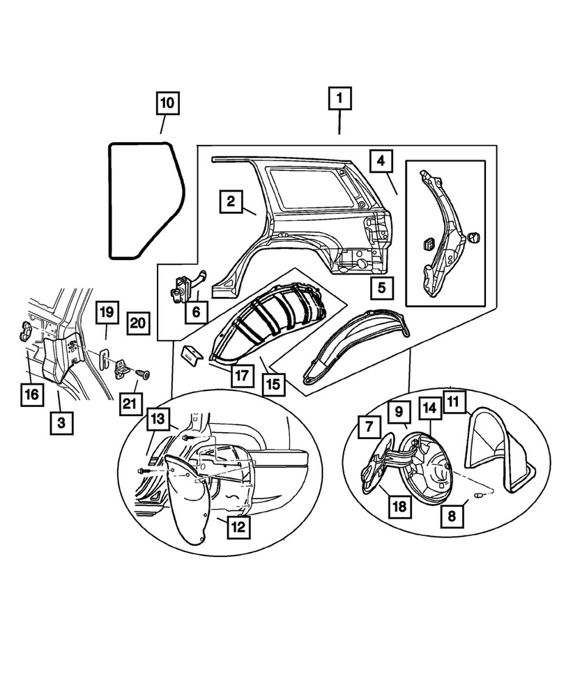 Genuine Mopar Rear Wheelhouse Panel Right 55136546AB