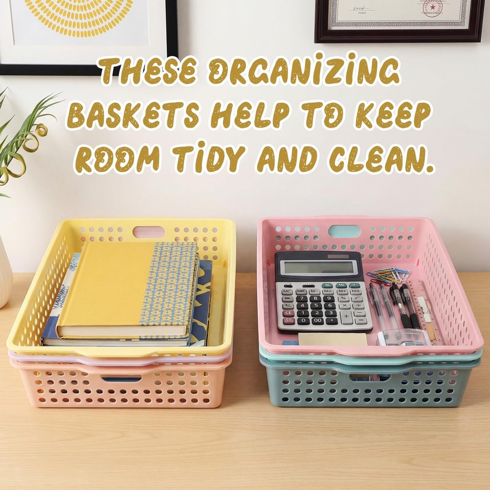 6 Pcs Turn in Trays Classroom, Stackable Tray for Classroom Plastic Storage B...