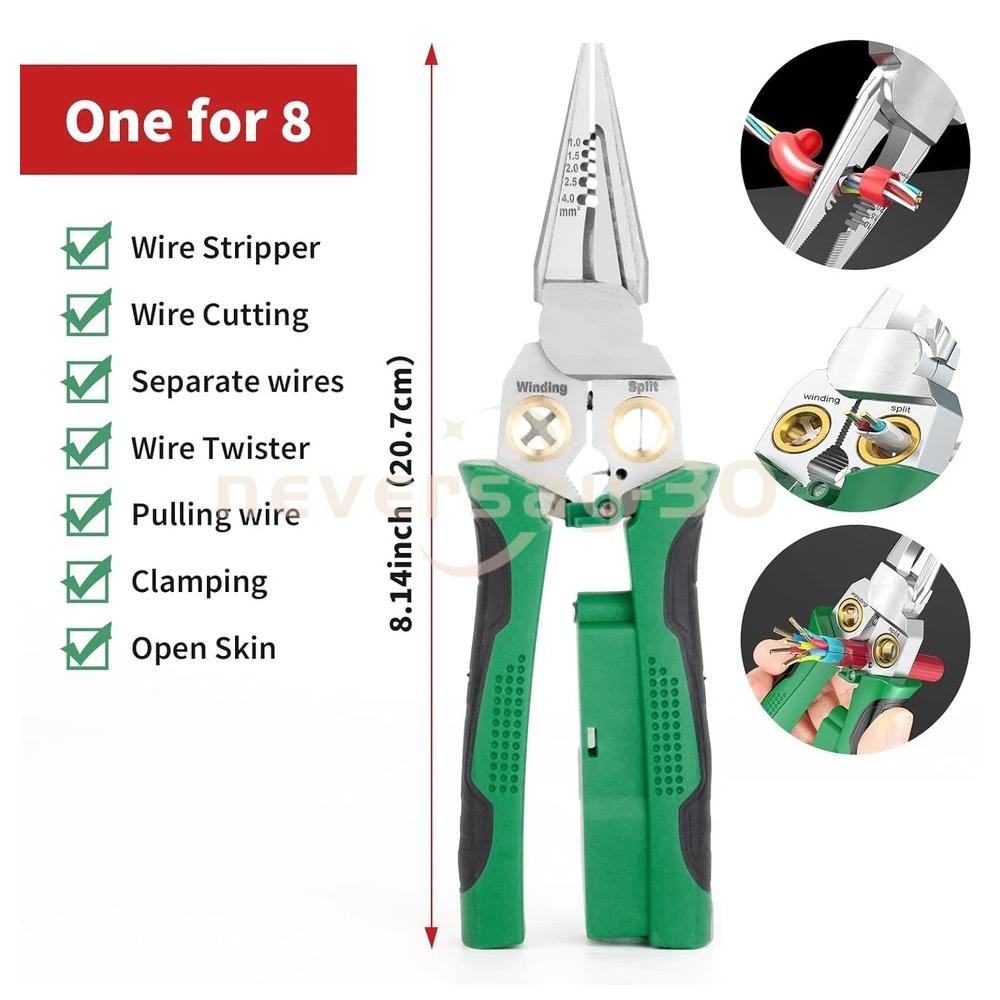 8 In 1 Wire Stripper Wire Stripping Tool with Voltage Tester Cable Cutters New