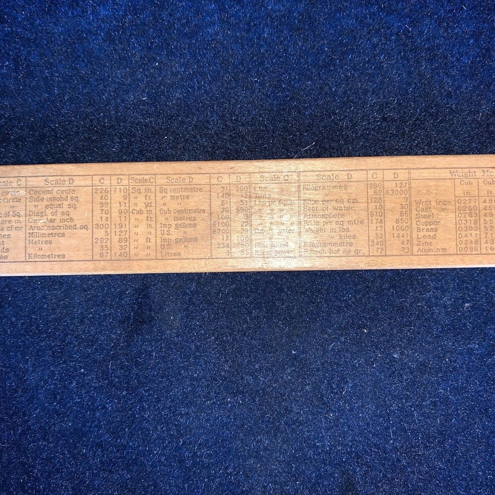 Vintage Wood Slide Rule Engineering Instruments Peru Indiana, Multi-Function