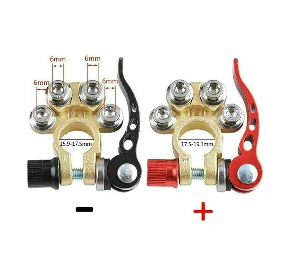4PC Car Battery Cable Post Clamp Terminal Connection Connector Positive&Negative