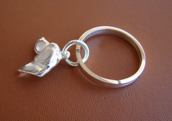 Sterling Silver German Shorthaired Pointer Large Head Key Ring
