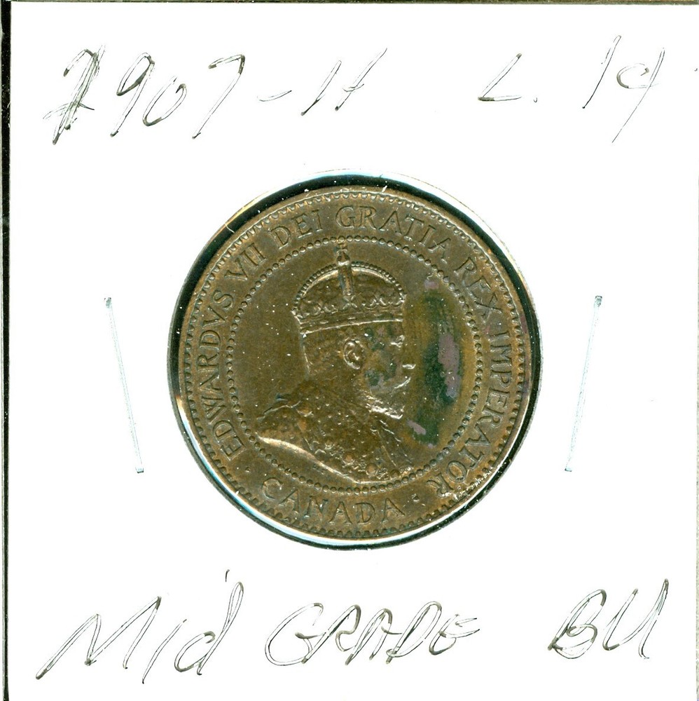 1907 H CANADA LARGE CENT MID GRADE BU BROWN
