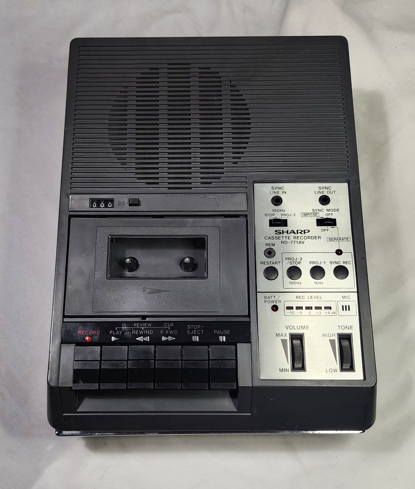 Vintage SHARP RD-771AV Slide Sync Cassette Tape Recorder TESTED