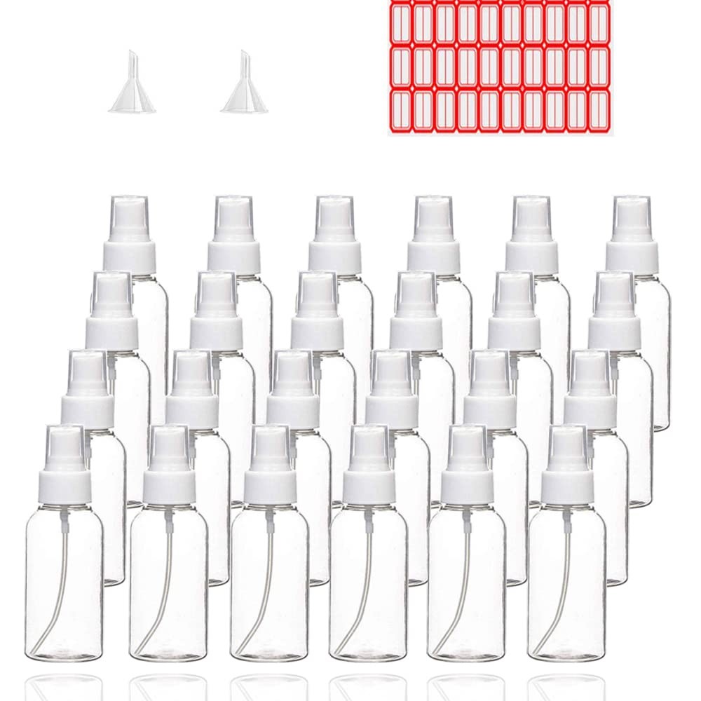 Spray Bottles 24 Pack 50 Milliliter 2 Ounce Clear Empty Fine Mist Plastic Mini