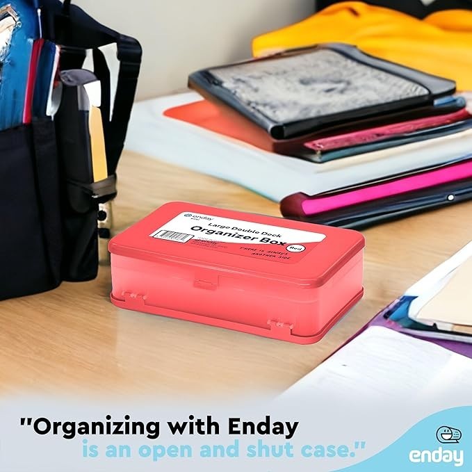 Double Deck Large Pencil Box Red