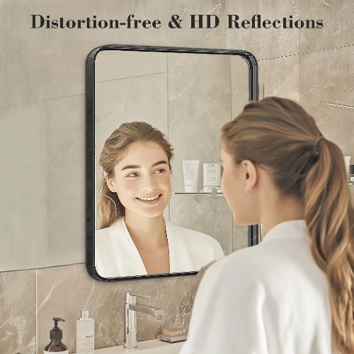 Bathroom Mirror 36"x 24" Wall Mirror with Rectangular Metal Frame, Black
