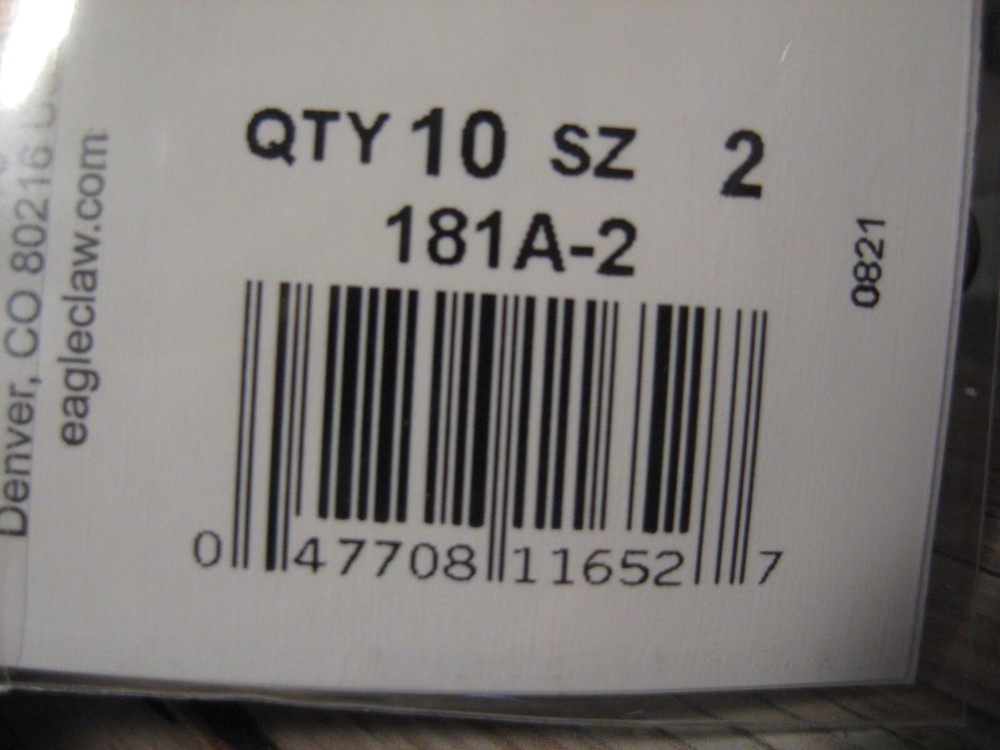 2 Packs Eagle Claw 181A BaitHolder Fish Hooks - Bronze - Size 2