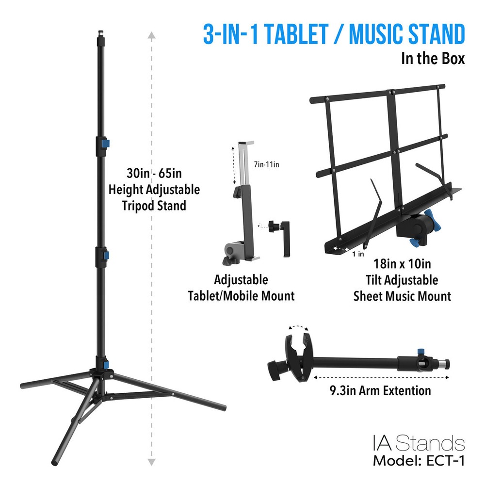 IA Stands ECT1 Folding Music Stand for Sheet Music