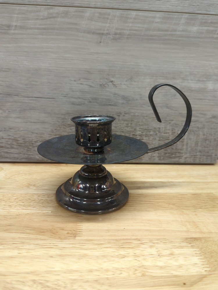 Towel Silver Plate Chamber Candlestick Holder