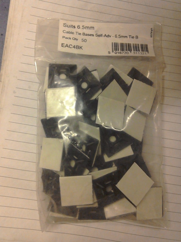 Cable Tie Bases Self-Adhesive 6.5mm Tie Black- EAC4BK