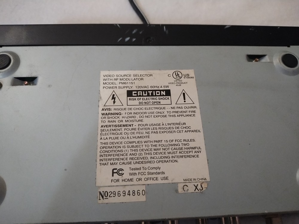 Philips Magnavox PM61151 Video Source Selector With RF Modulator NOT WORKING