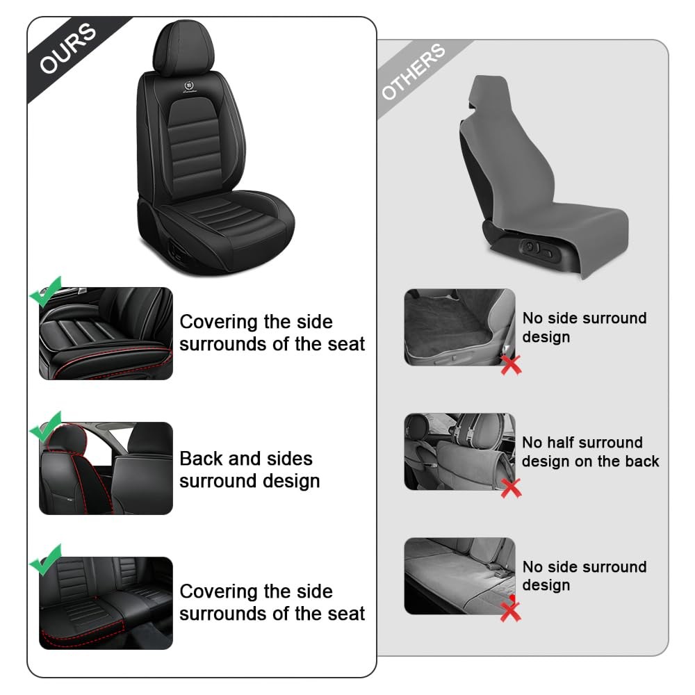 Seat Covers Sonic 2012-2020 Front Only Classic Black Waterproof Leather