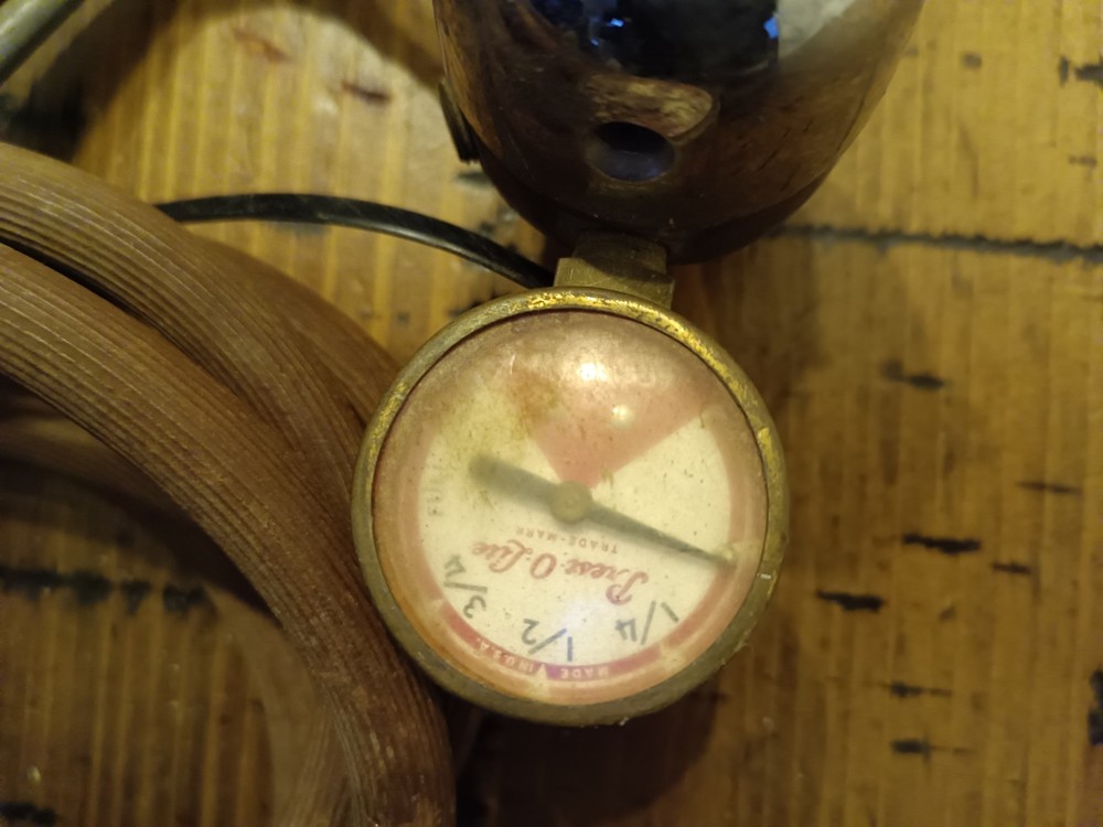 Vintage Prest-O-Lite Oxy Acetylene Torch Regulator Hose Goss Handle UNTESTED b1