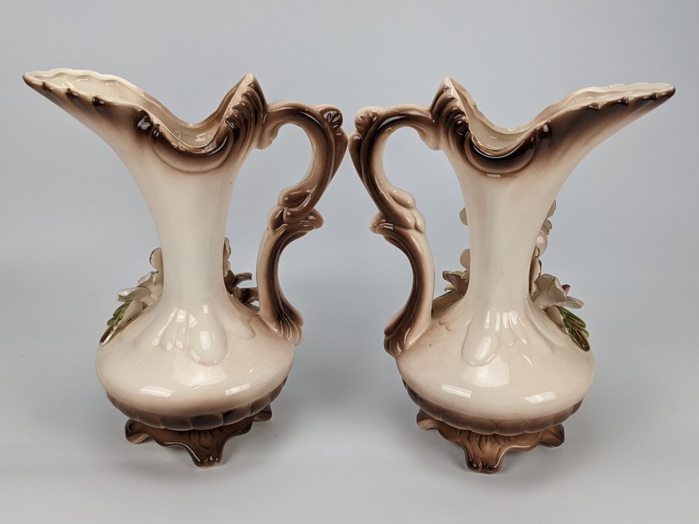 Vintage 3 Piece Floral Pattern Pitcher Console Set