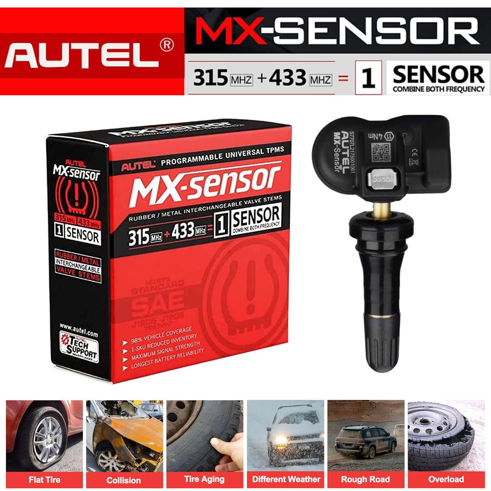 Autel MX-Sensor Universal Programmable TPMS Sensor 315 & 433MHz Pressure Sensor
