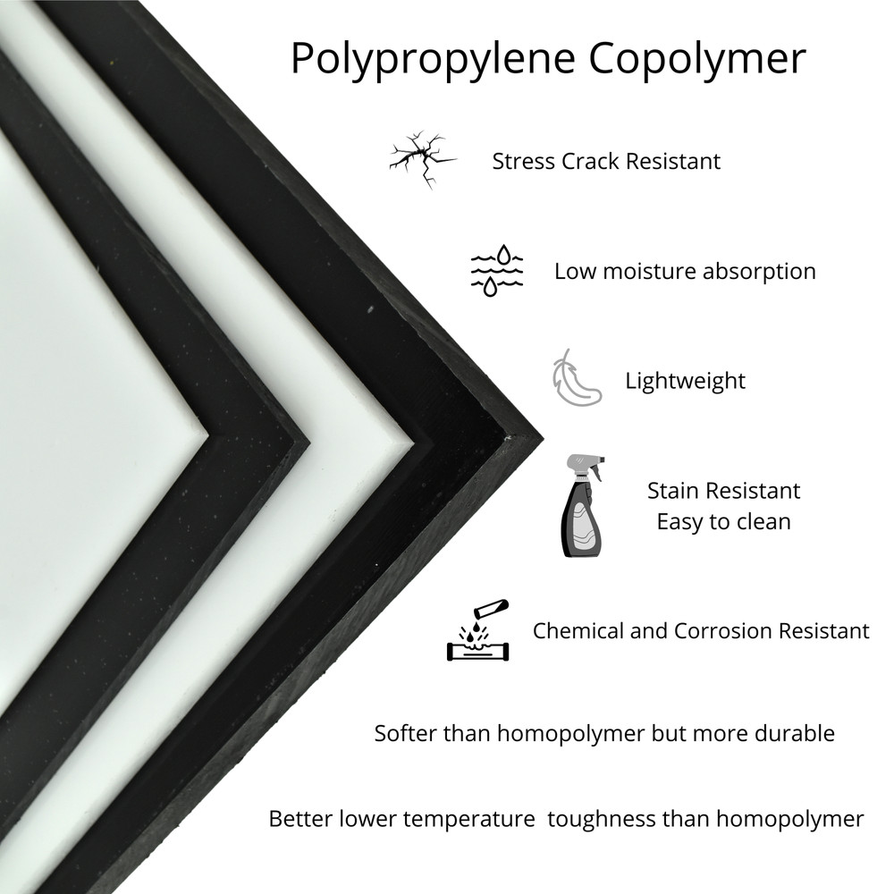 BuyPlastic Black Polypropylene Copolymer (PPC) Plastic Sheet 1/4" x 24" x 48"