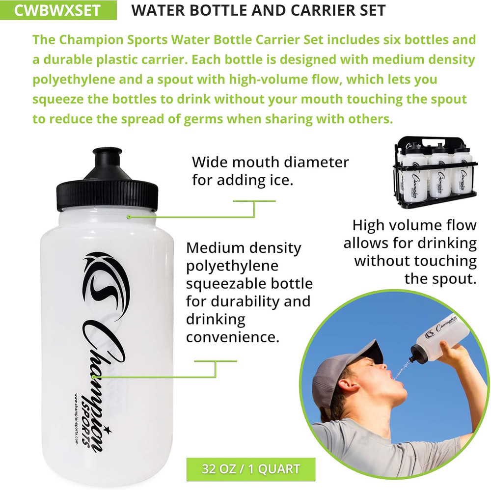 Plastic Water Bottle Set, Quart, Black