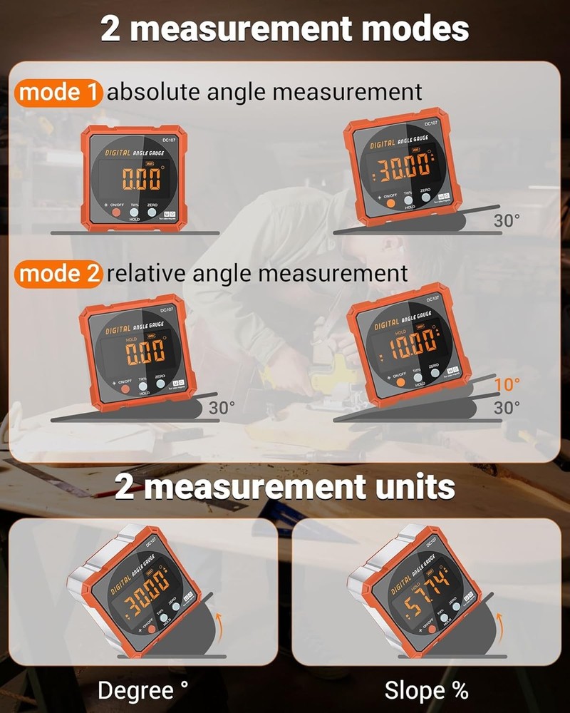Digital Angle Finder Magnetic Electronic Angle Cube Dual Laser Gauge Digital Lev