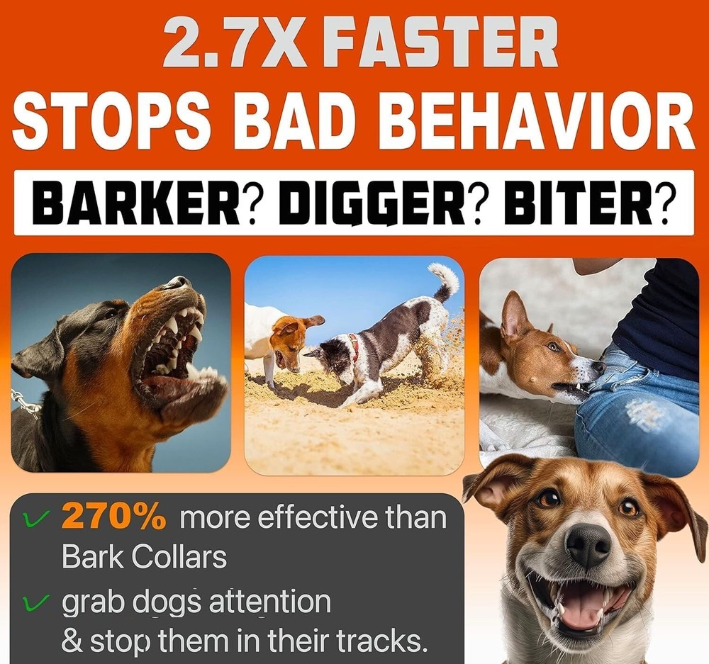50 Ft Ultrasonic Dog Bark Terminator Barking Deterrent Device Bright Flashlight
