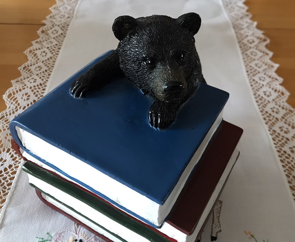 Black Bears On Book Stacks Bookends.