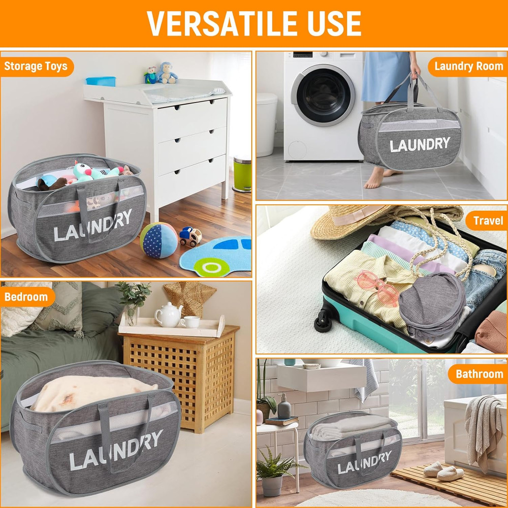 Collapsible Laundry Baskets, Foldable Clothes Hamper with Reinforced Handles, St