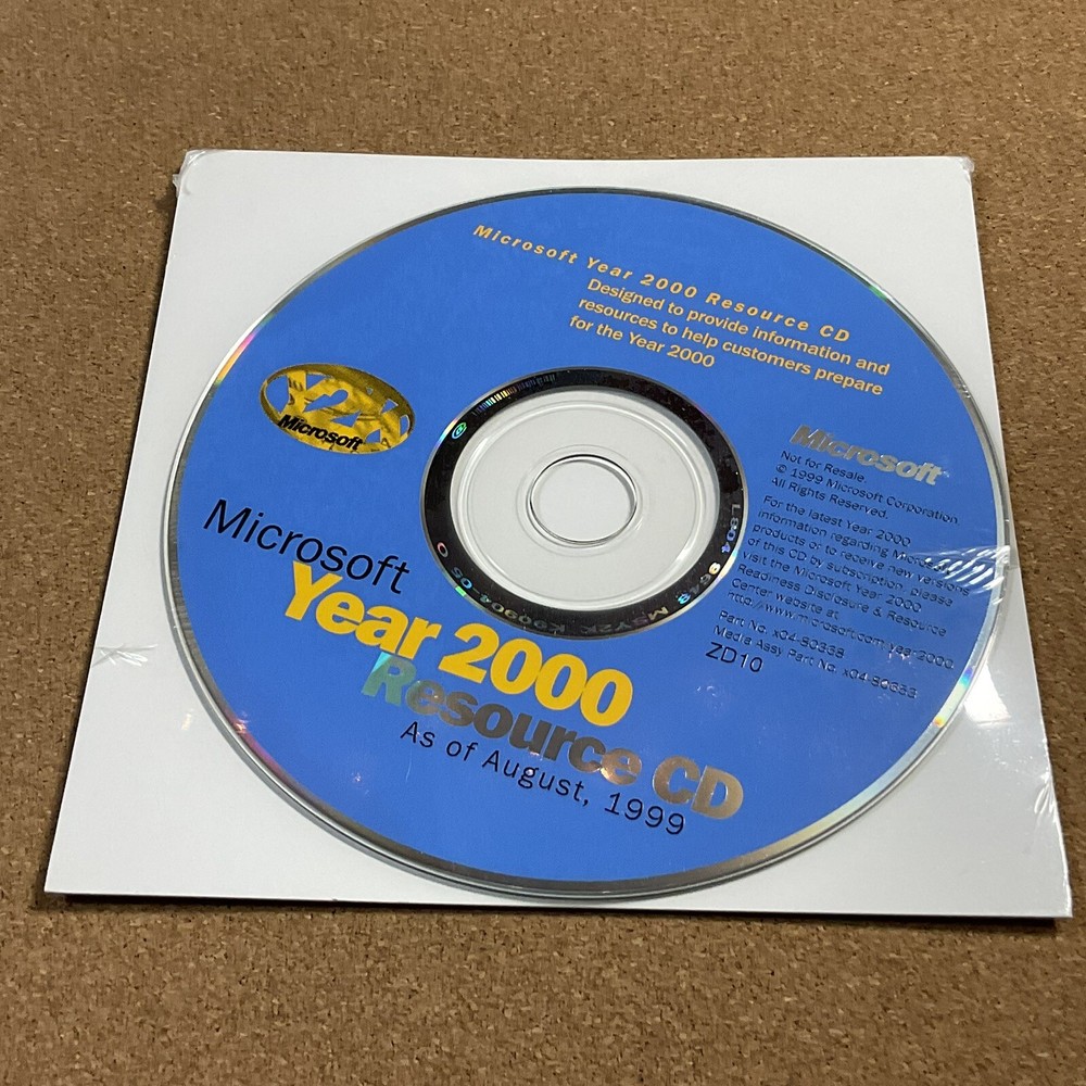 Vintage 1999 Microsoft Year 2000 Resource CD Y2K Software. Sealed New