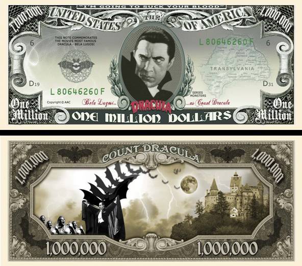OUR COUNT DRACULA DOLLAR BILL (2 Bills)