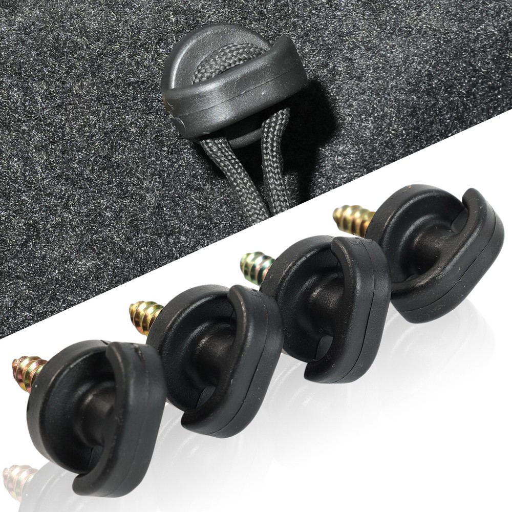 4PCS Rear Trunk Boot Net Cargo Envelope Net Clips Ring Screws Tie Down Hook Loop
