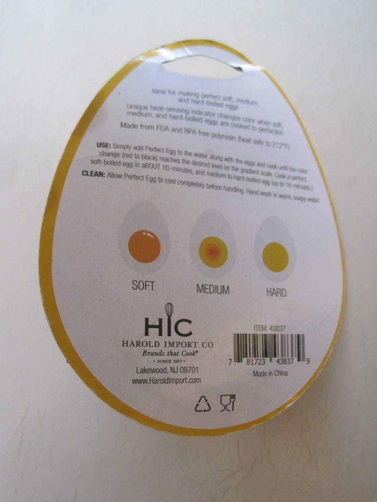 NEW Perfect Egg Egg Timer Soft Medium Hard Add to Water with Eggs