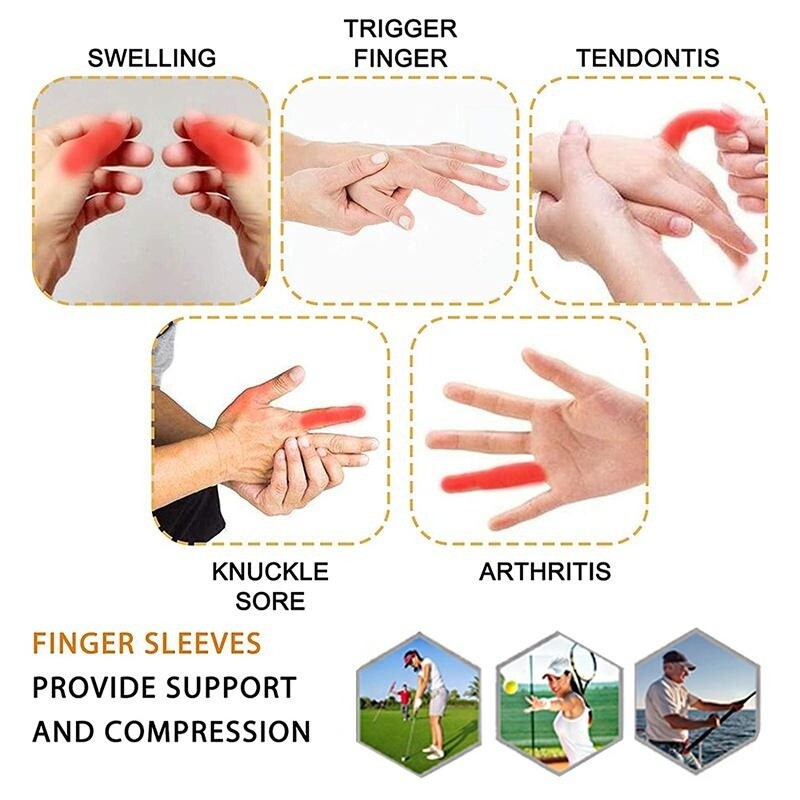Finger Sleeves Thumb Splint Brace Support Elastic Compression Protector 10-50pcs