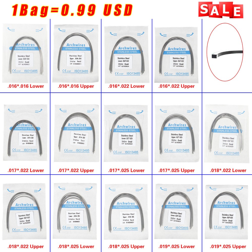 Los alambres de ortodoncia dental rectangular oval arco de acero inoxidable