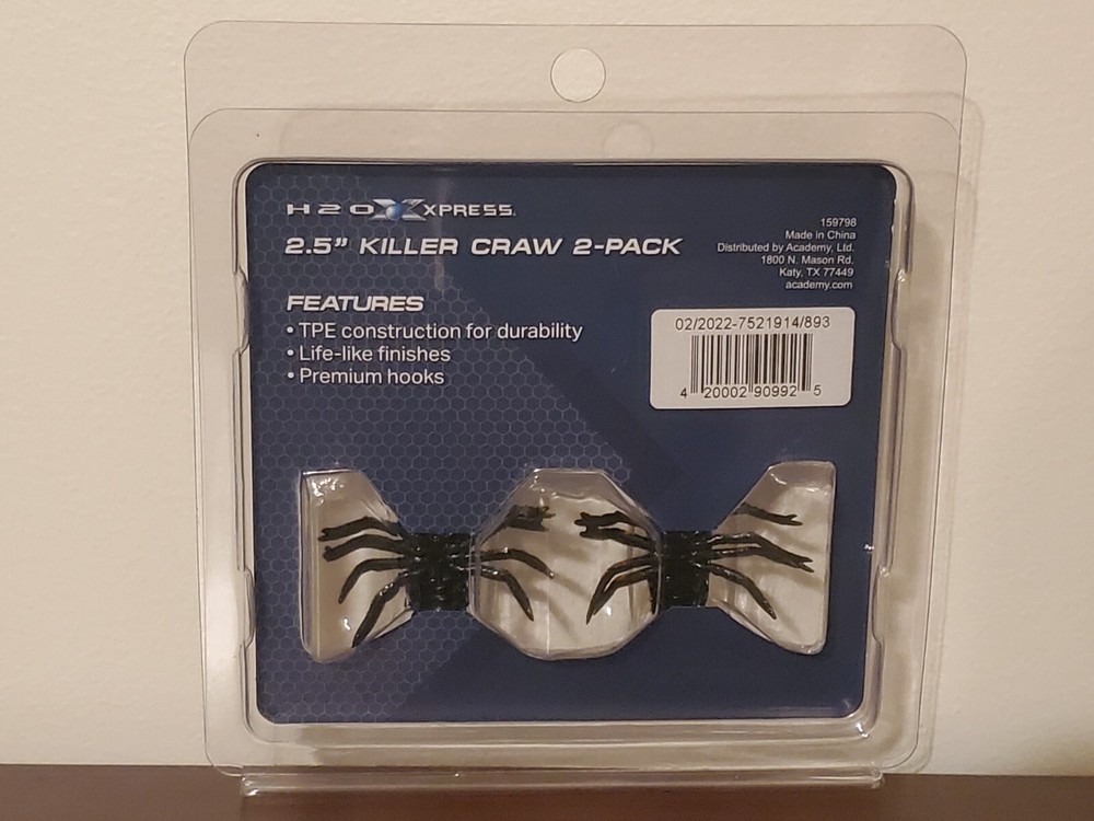 H2O Xpress 2.5" Killer Craw 2-Pack - Black / Blue Craw