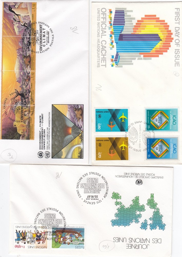 UNITED NATIONS LOT 3 FDC FIRST DAY (L18)