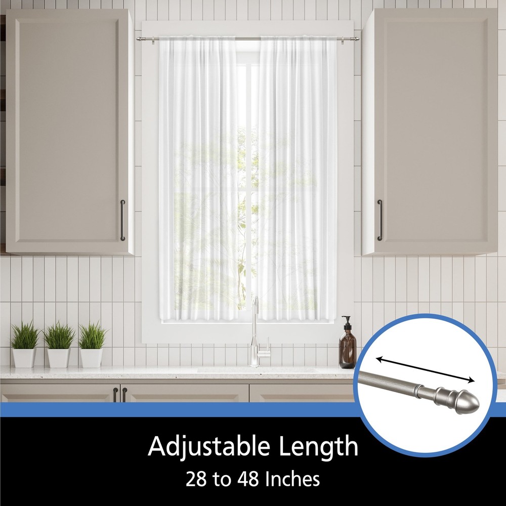 Madelyn 7/16” Diameter Adjustable Curtain Rod Set, 28-48" Adjustable Length