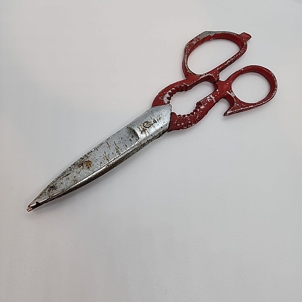 Vintage Red Kitchen Shears Scissors Jar Claw Bottle Opener Nut Cracker