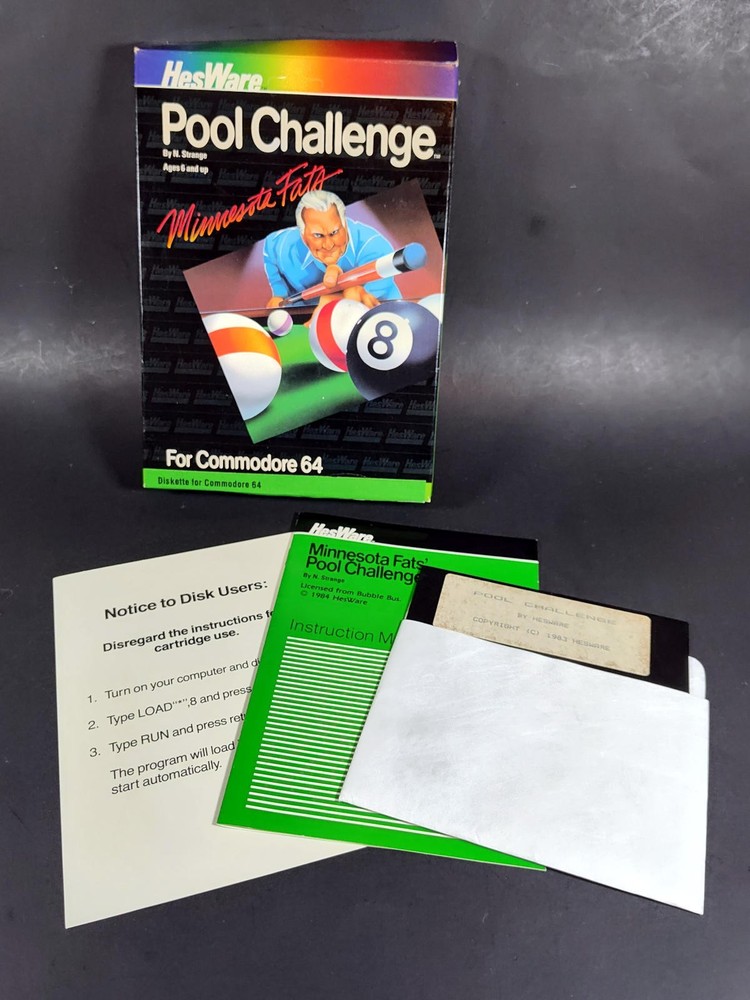 HESWare Minnesota Fats Pool Challenge Disk Commodore C64/128 Tested Working