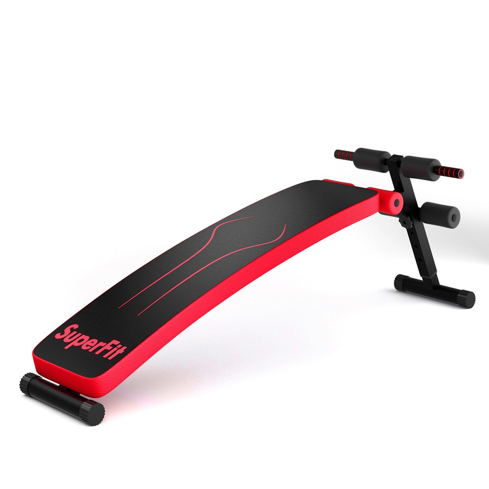 SuperFit Folding Weight Bench Adjustable Sit-up Board Workout Slant Bench Red