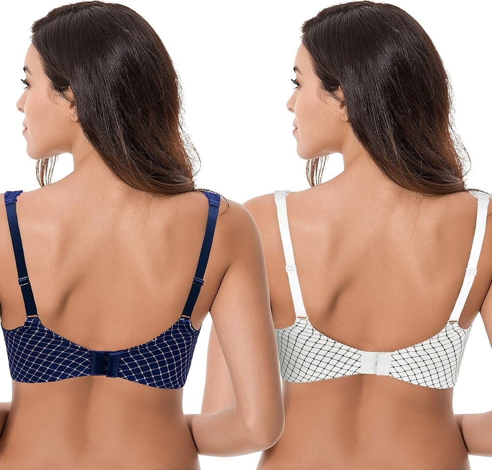 Curve Muse Women's Minimizer Unlined / Unpadded Underwire Bra 38C 2-Pack