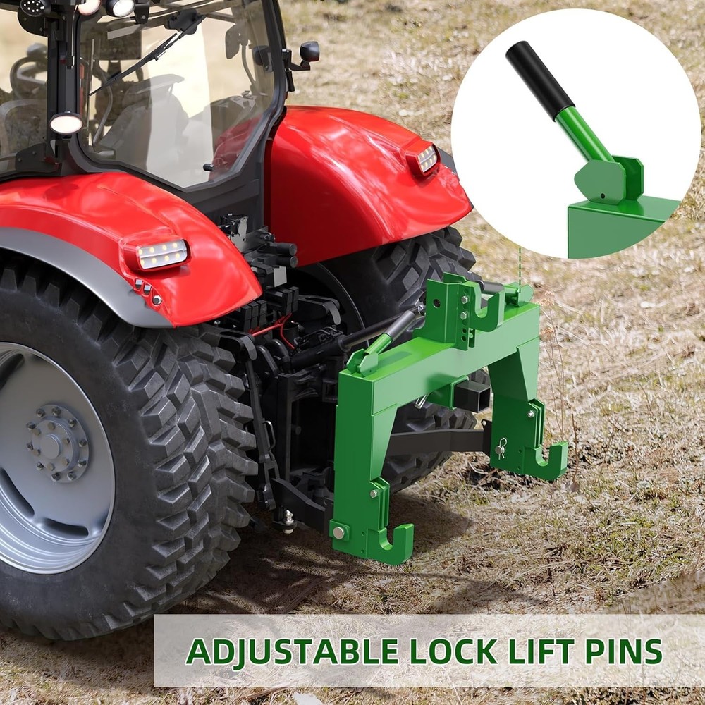 3-Point Quick Hitch Receiver for Category 1 with 2" Receiver＆ Adapter 3000LBS