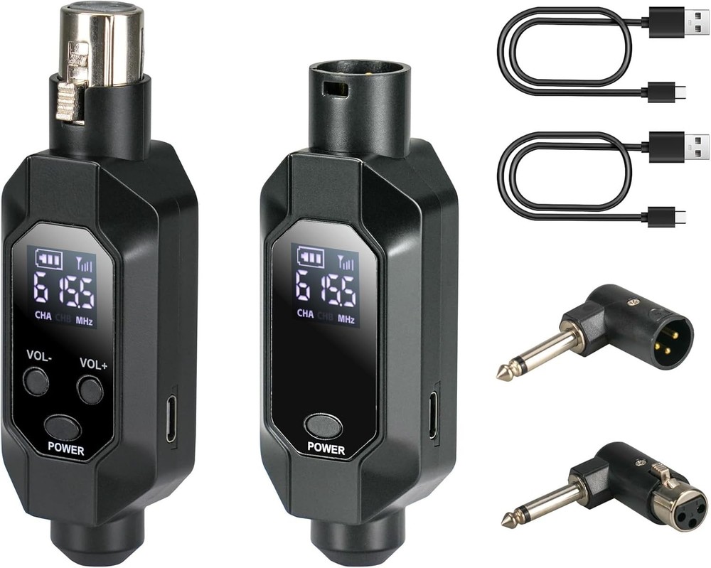 Transmitters Black Wireless XLR Microphone Transmitter Phantom Power 2.4G Auto