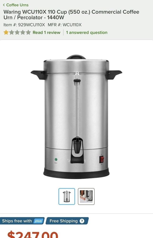 Waring Percolator Tube Wcu110