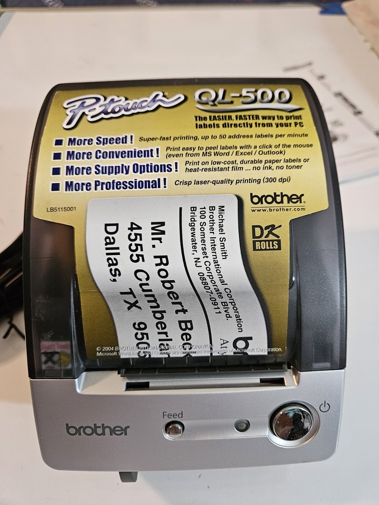 Brother P-TOUCH QL-500 Thermal Label Printer With Power Cable