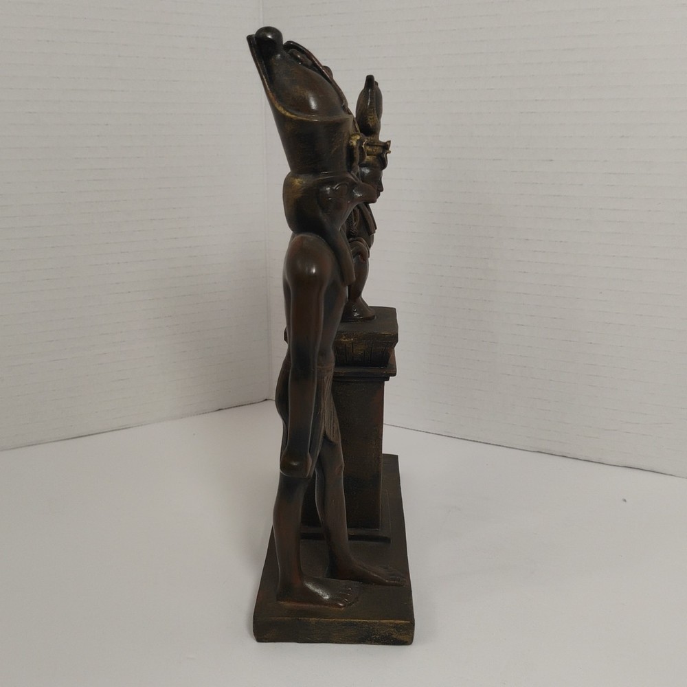 Vintage Egyptian Resin Statue Set Isis Horus Osiris + Sphinx Pyramid Bundle