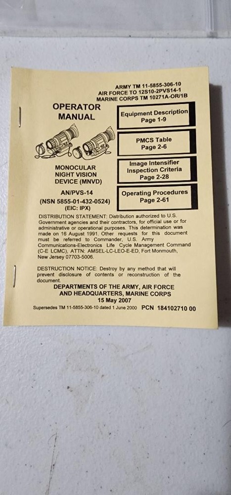 ALREADY SOLD PVS-14 NO LONGER AVAILABLE.