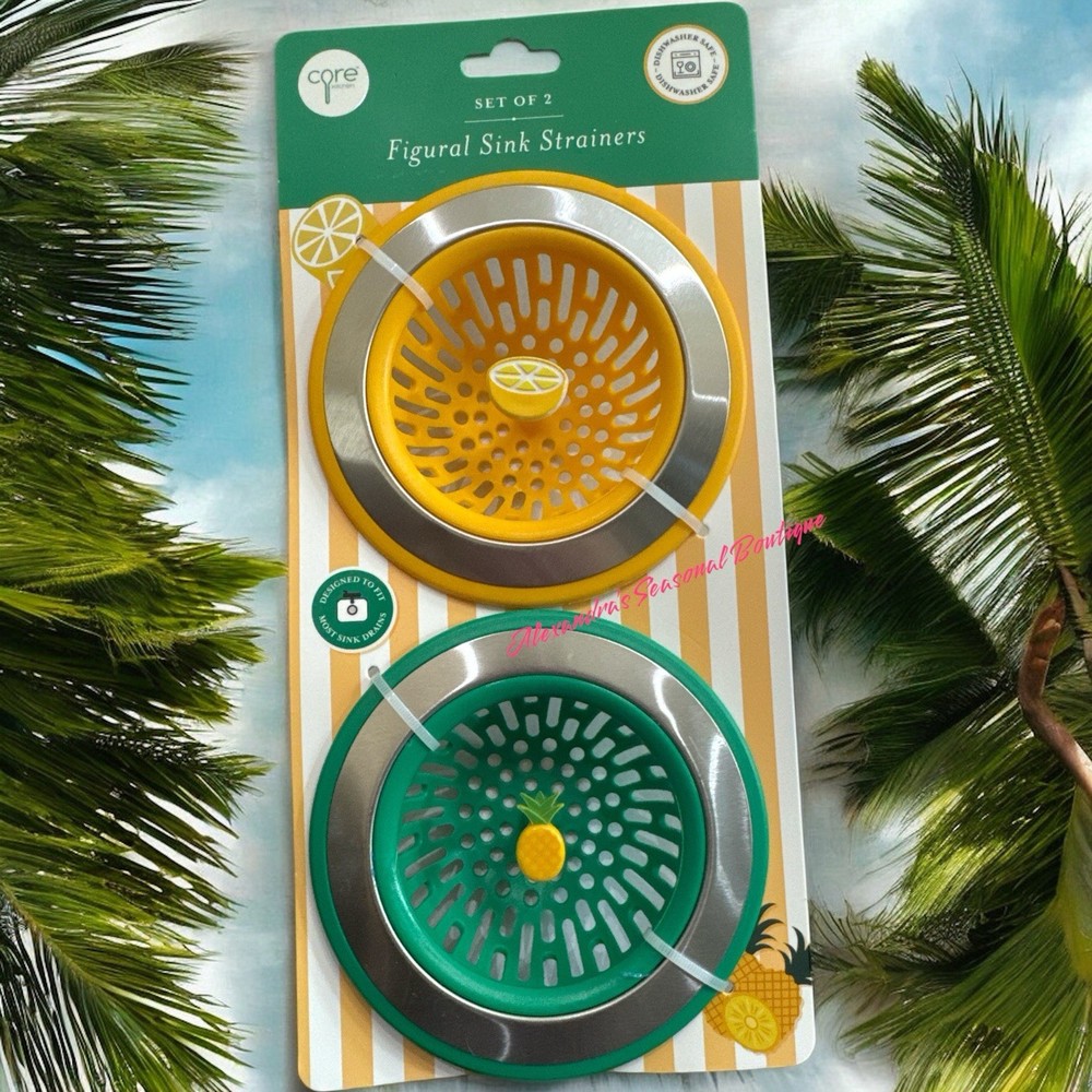 Pineapple & Lemon 2-Piece Set Sink Strainer Kitchen Decor Standard Size New