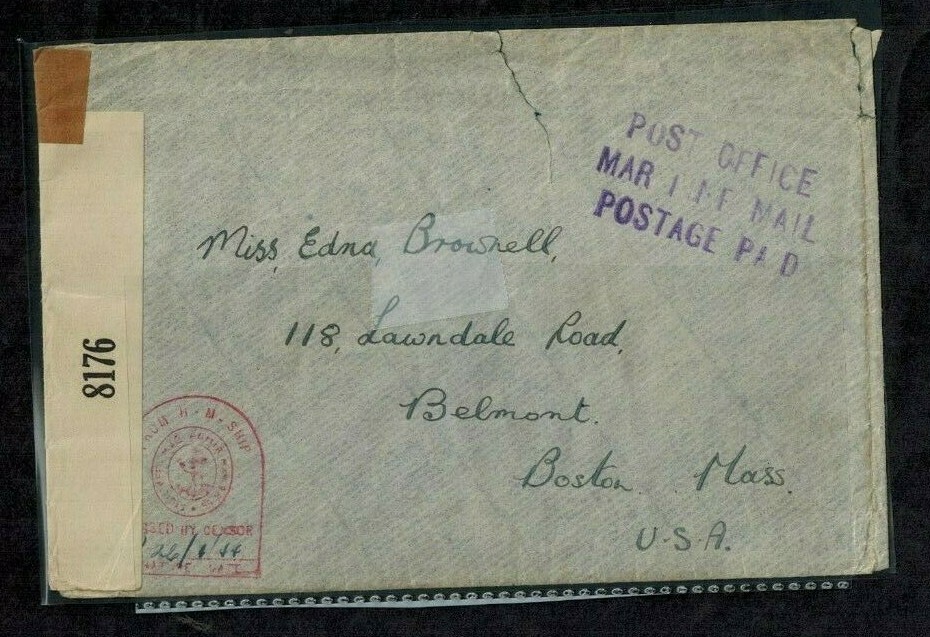 Bermuda WWII Numbered Naval Censor Cover #8176 Normal Type 6e
