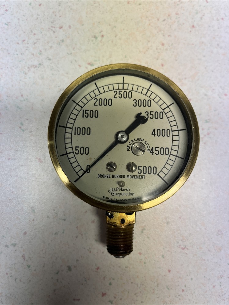 Marsh 5000 PSI Brass Pressure Guage