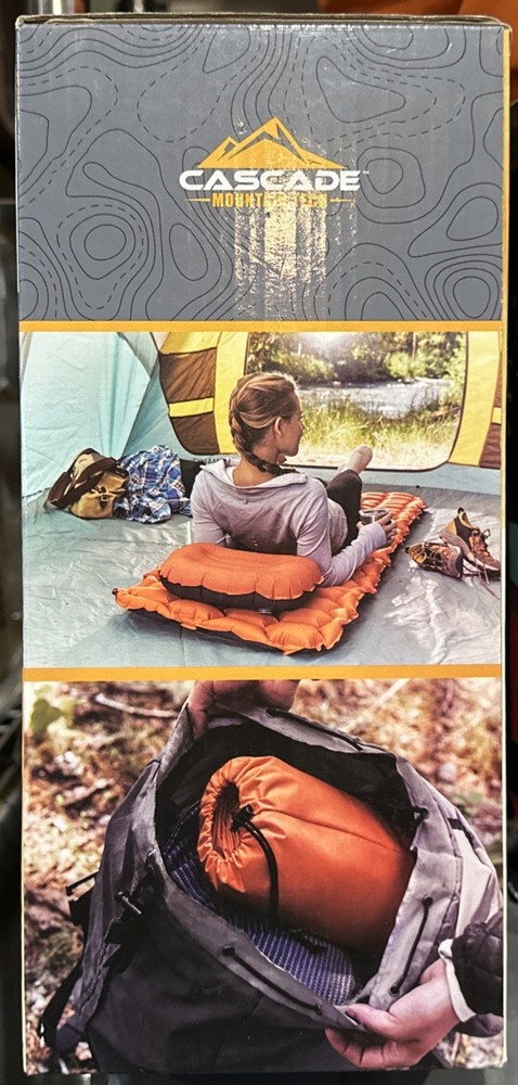 Cascade Mountain Tech 1319036 Inflatable Sleeping Pad with Pillow, 74x23" -...
